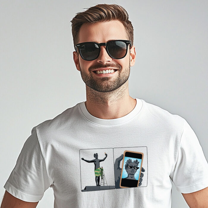 Balti marškinėliai "Žmogaus selfis" - Image 2