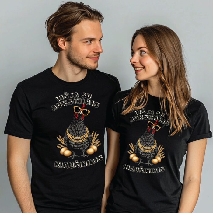 Juodi marškinėliai "Auksiniai kiaušiniai" - Image 4